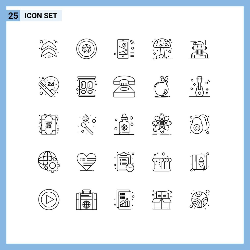 25 User Interface Line Pack of modern Signs and Symbols of advisor robo advisor iot nature forest Editable Vector Design Elements