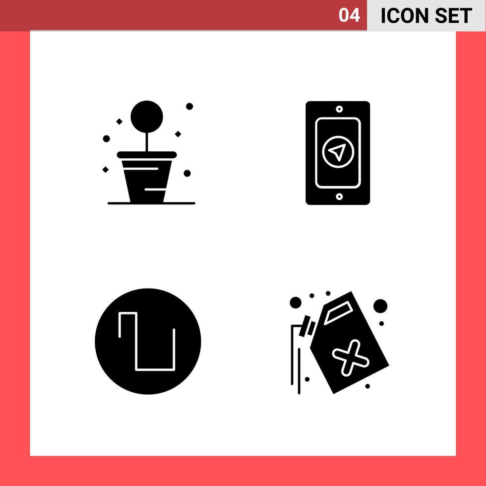 4 Icon Pack Solid Style Glyph Symbols on White Background Simple Signs for general designing vector