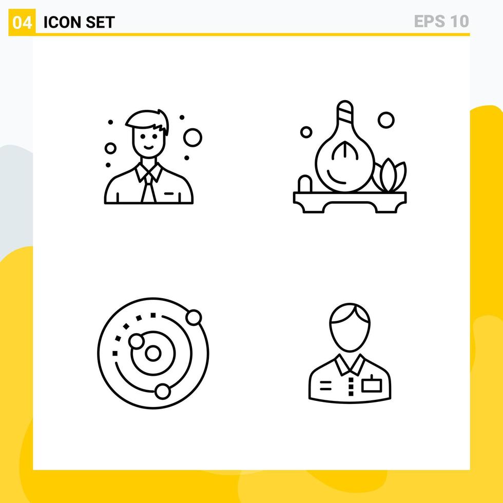 Collection of 4 Universal Line Icons Icon Set for Web and Mobile vector