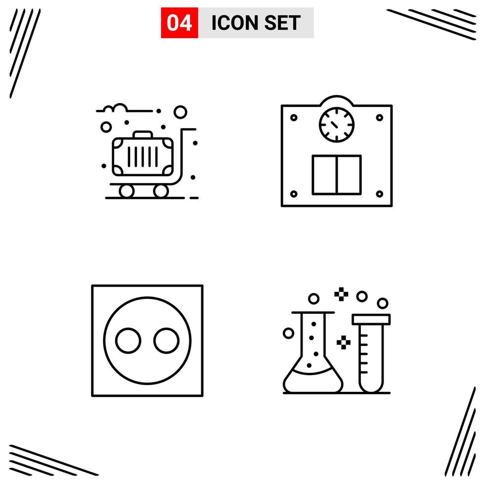 4 iconos estilo de línea cuadrícula basada en símbolos de contorno creativo para el diseño de sitios web signos de icono de línea simple aislados en fondo blanco 4 conjunto de iconos vector