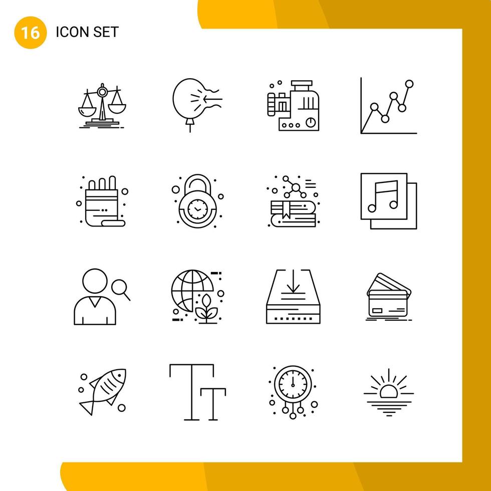 16 Icon Set Line Style Icon Pack Outline Symbols isolated on White Backgound for Responsive Website Designing vector
