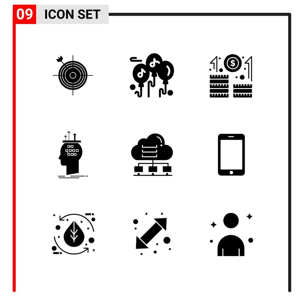 9 General Icons for website design print and mobile apps 9 Glyph Symbols Signs Isolated on White Background 9 Icon Pack vector