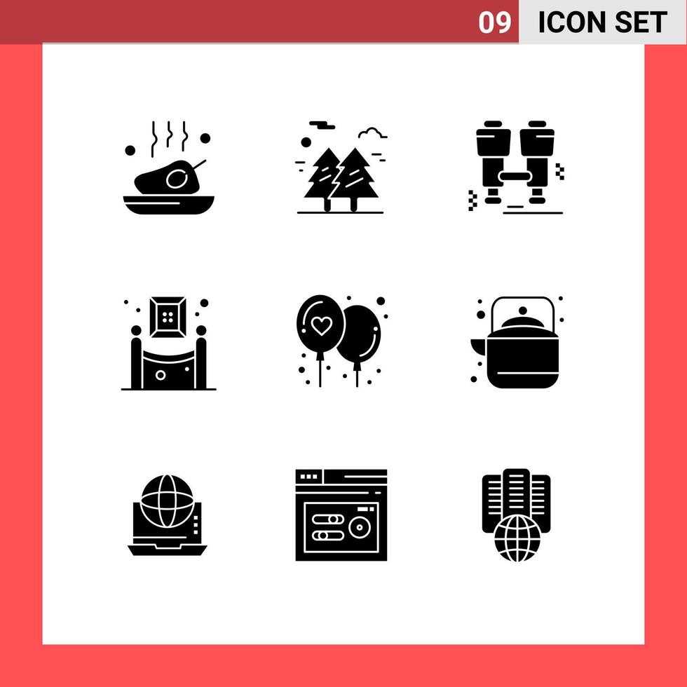 User Interface Pack of 9 Basic Solid Glyphs of painting exhibition hiking art explore Editable Vector Design Elements