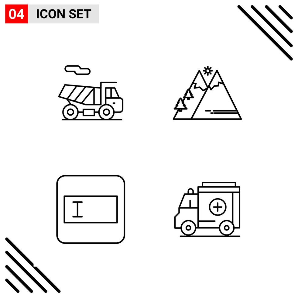 Pixle Perfect Set of 4 Line Icons Outline Icon Set for Webite Designing and Mobile Applications Interface vector