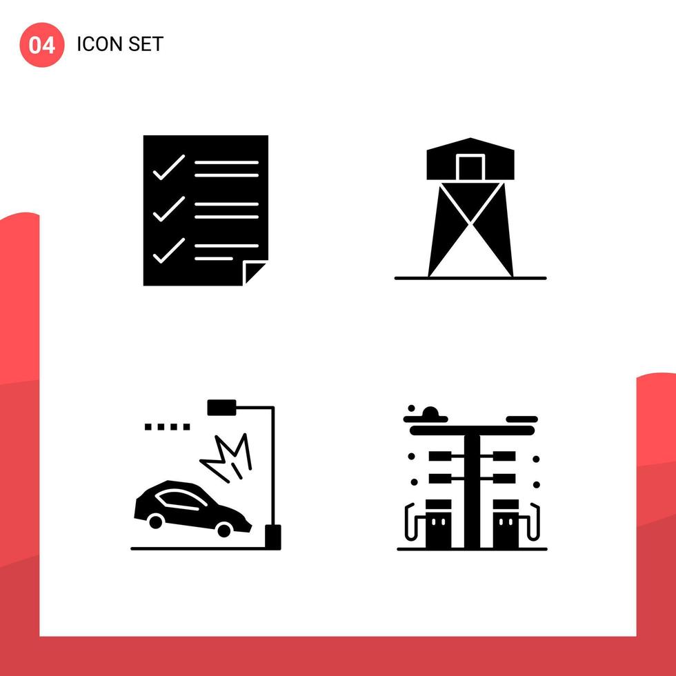 Pack of 4 Universal Glyph Icons for Print Media on White Background vector