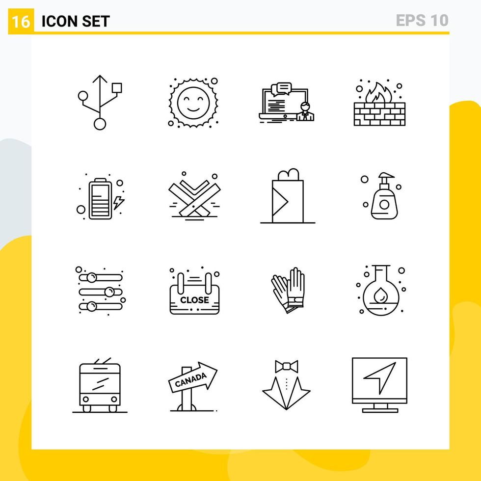 Collection of 16 Universal Line Icons Icon Set for Web and Mobile vector