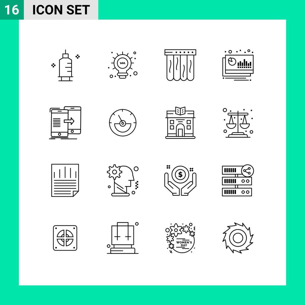 Outline Pack of 16 Universal Symbols of sync data pool forecast financial Editable Vector Design Elements