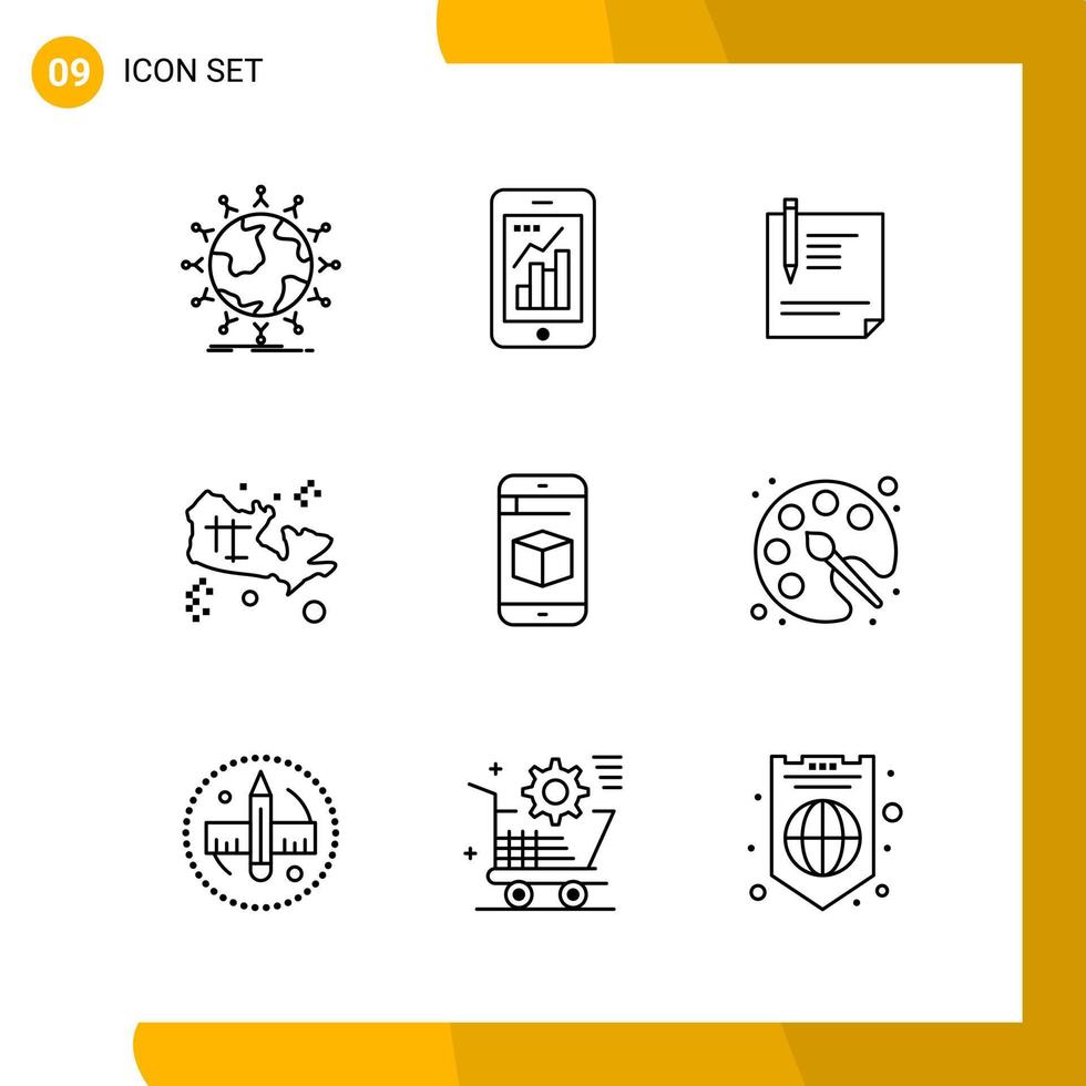 9 Icon Set Line Style Icon Pack Outline Symbols isolated on White Backgound for Responsive Website Designing vector