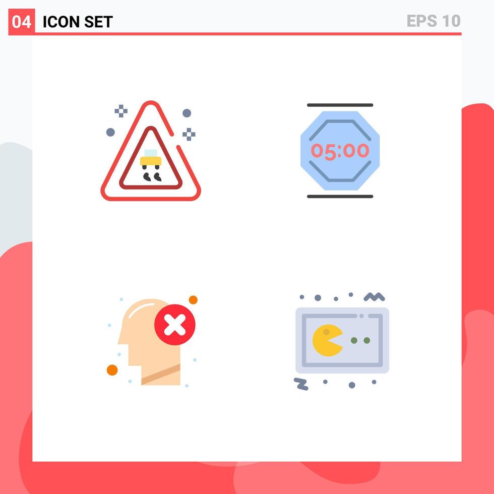 Pack of 4 Modern Flat Icons Signs and Symbols for Web Print Media such as signaling failure stop work work human Editable Vector Design Elements