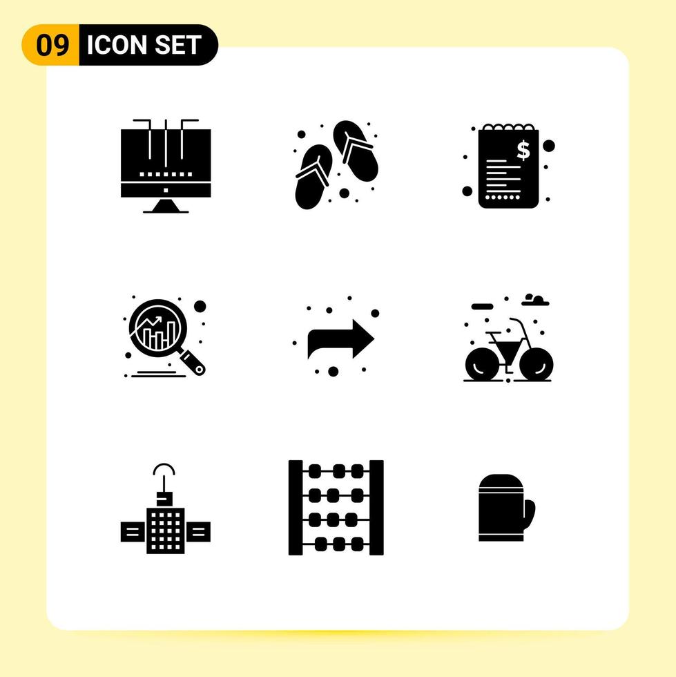 Solid Glyph Pack of 9 Universal Symbols of forward discover spa chart shopping Editable Vector Design Elements