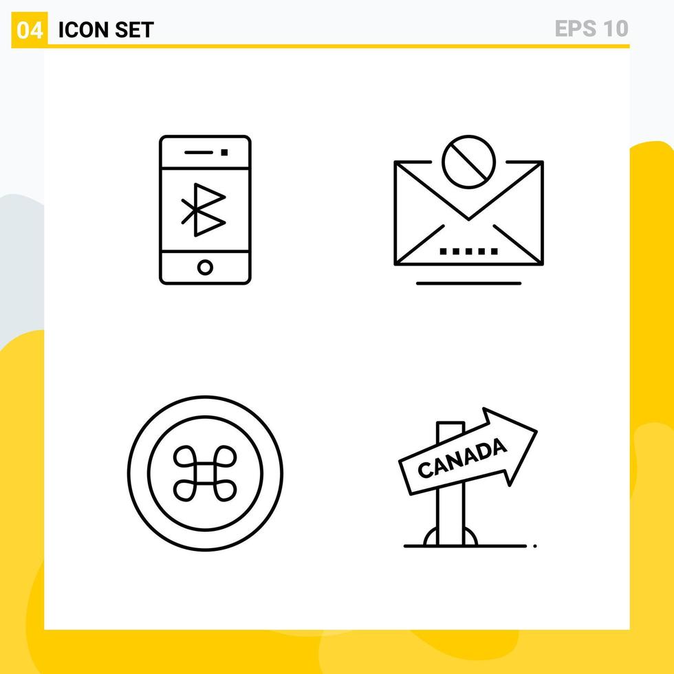 Collection of 4 Universal Line Icons Icon Set for Web and Mobile vector