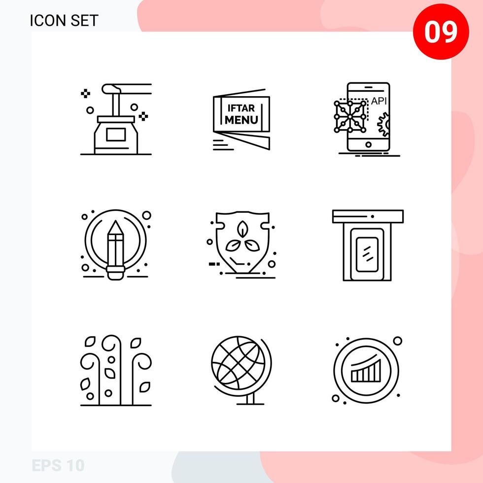 Vector Pack of 9 Icons in Line Style Creative Outline Pack isolated on White Background for Web and Mobile