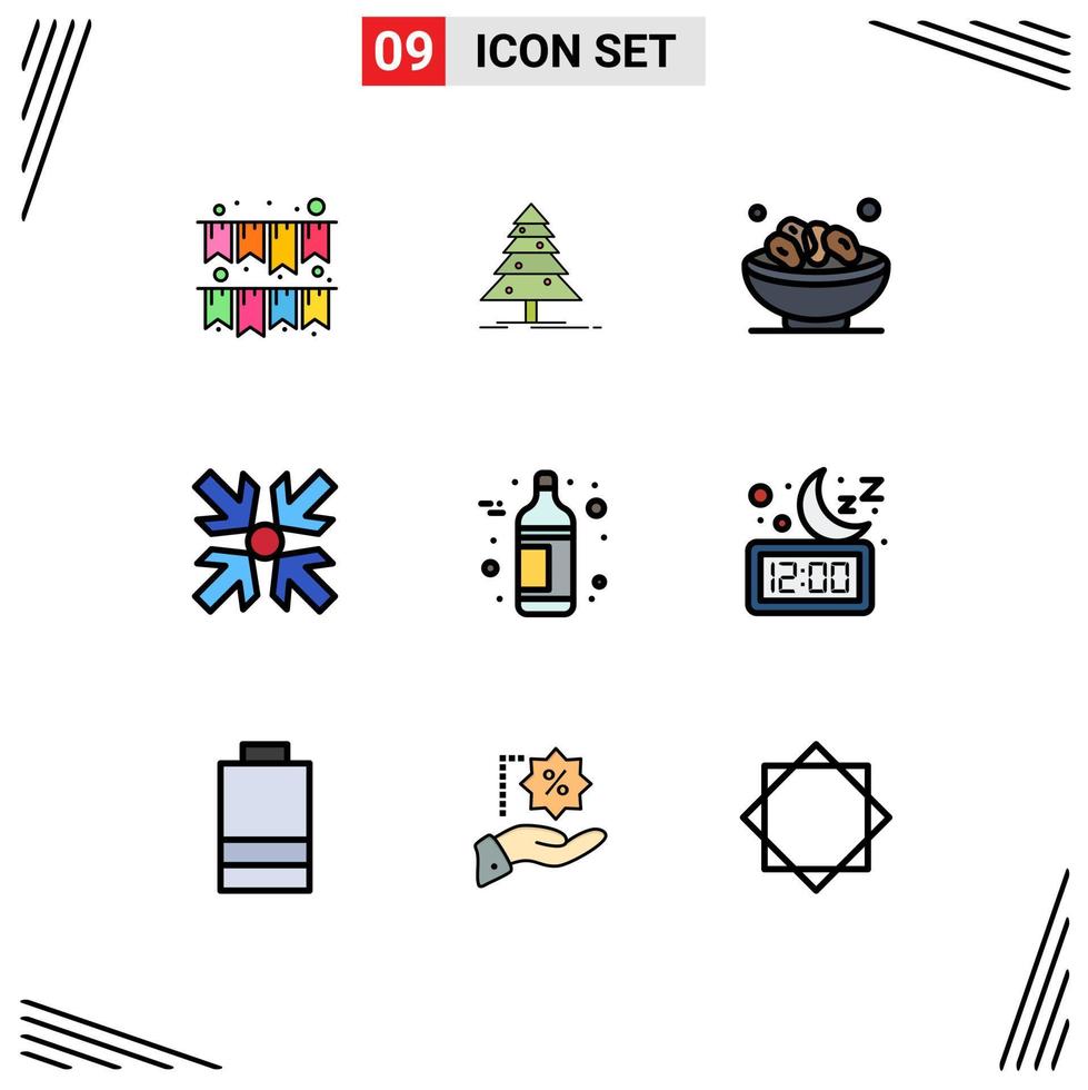 conjunto de 9 iconos de interfaz de usuario modernos símbolos signos para fechas de alcohol de vino minimizar flechas elementos de diseño vectorial editables vector