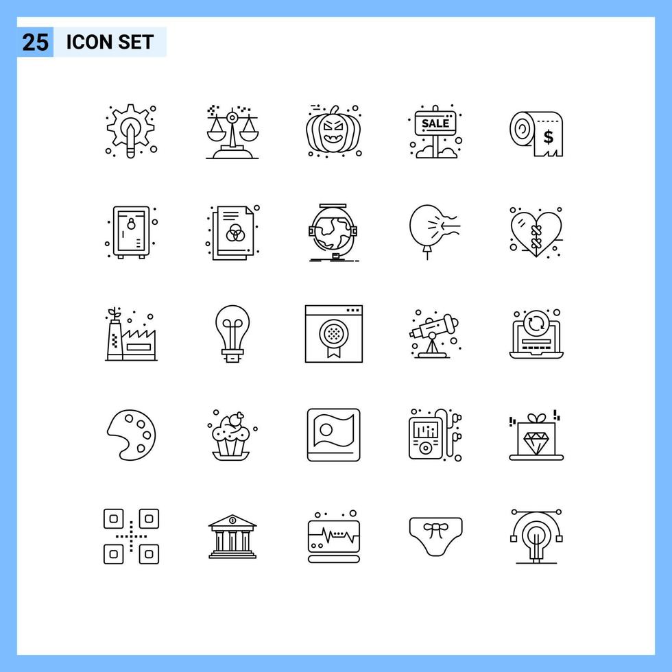 Set of 25 Modern UI Icons Symbols Signs for sale board info board judgment banner pumpkin Editable Vector Design Elements