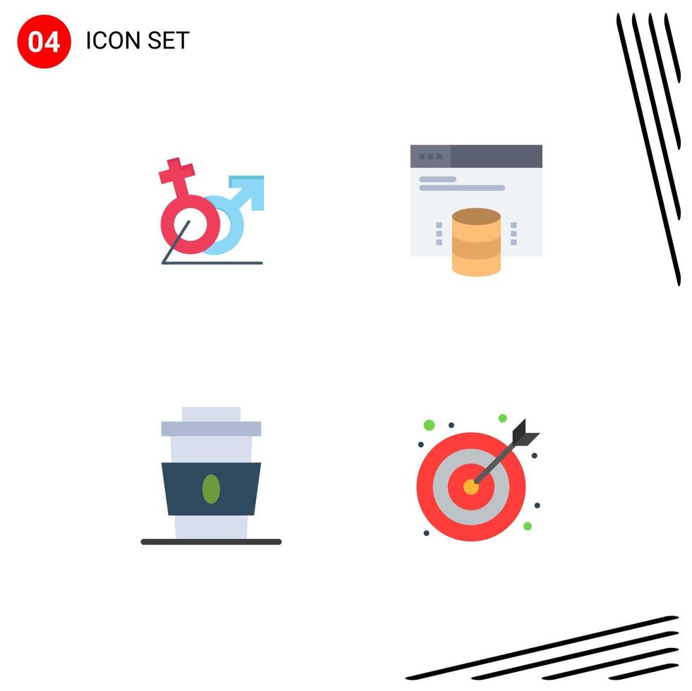 4 Flat Icon concept for Websites Mobile and Apps men coffee gander internet hosting drink Editable Vector Design Elements
