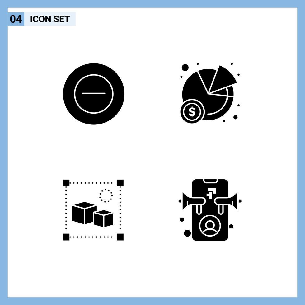 4 Thematic Vector Solid Glyphs and Editable Symbols of no box chart design advertising Editable Vector Design Elements