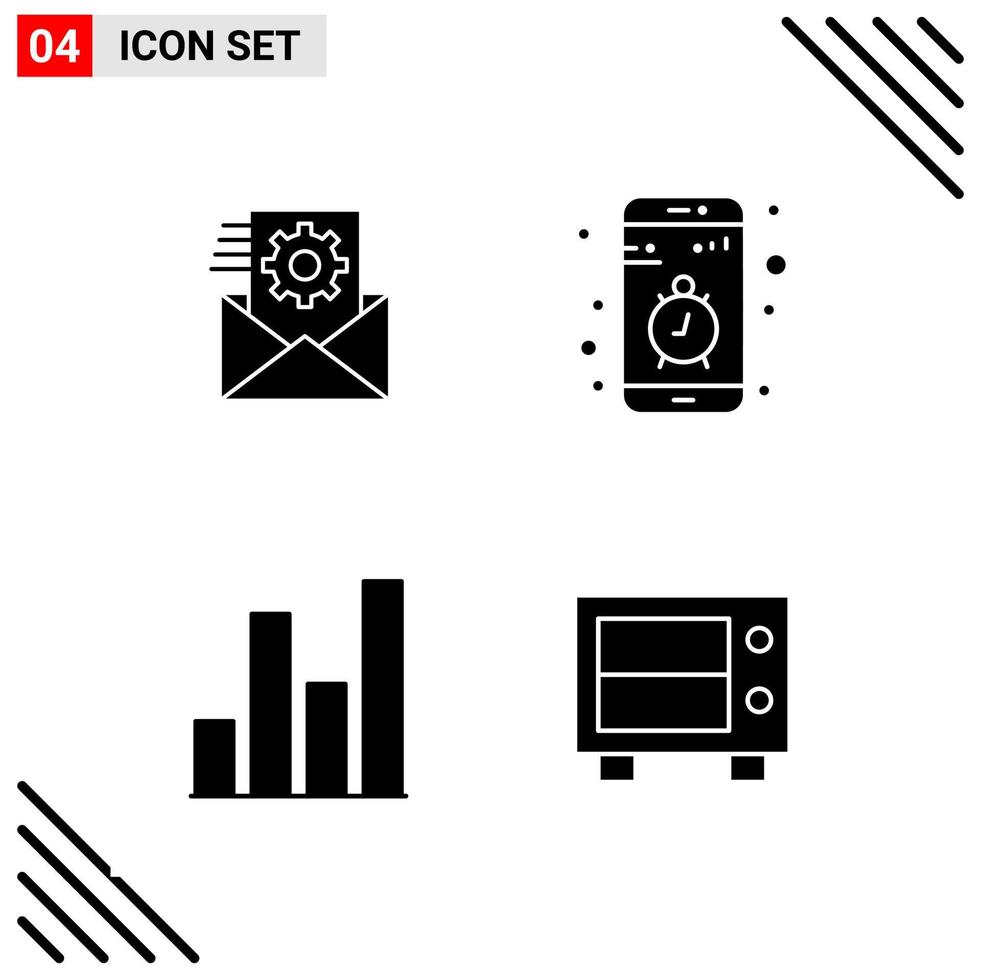 Pixle Perfect Set of 4 Solid Icons Glyph Icon Set for Webite Designing and Mobile Applications Interface vector