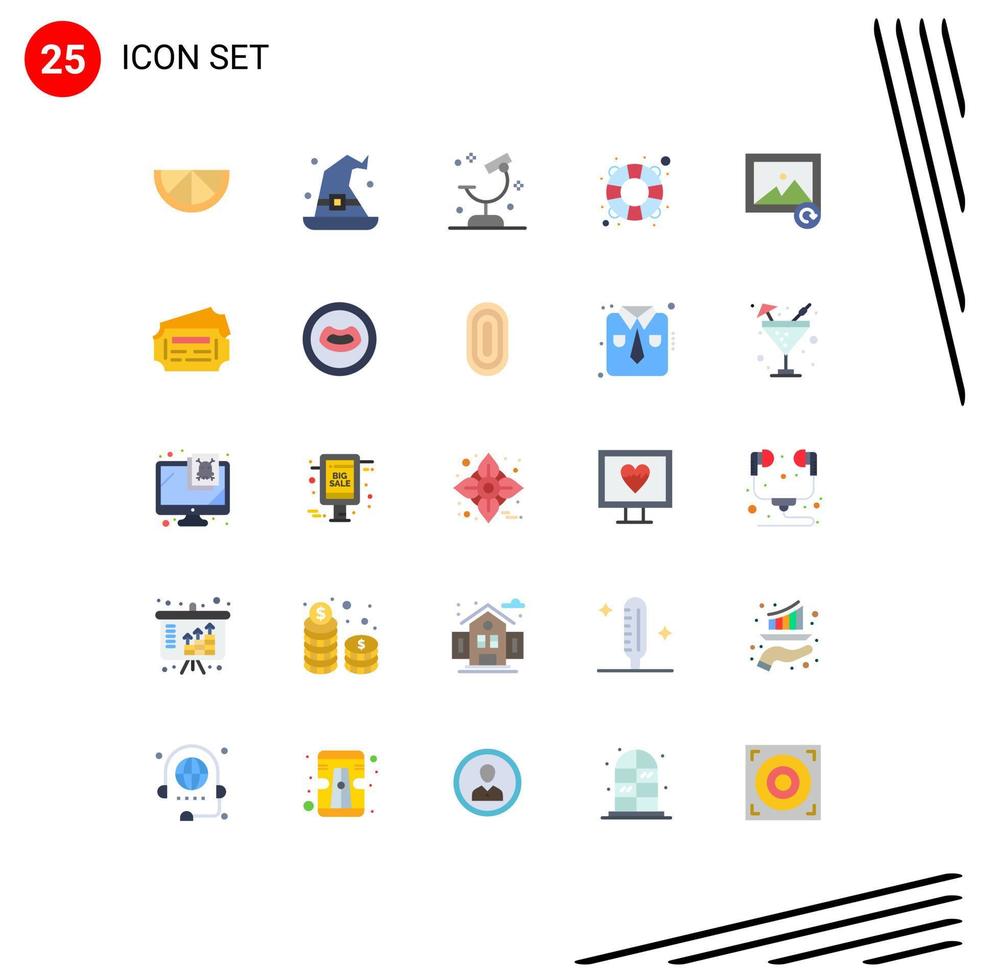 Modern Set of 25 Flat Colors Pictograph of train photo microscope image safety Editable Vector Design Elements