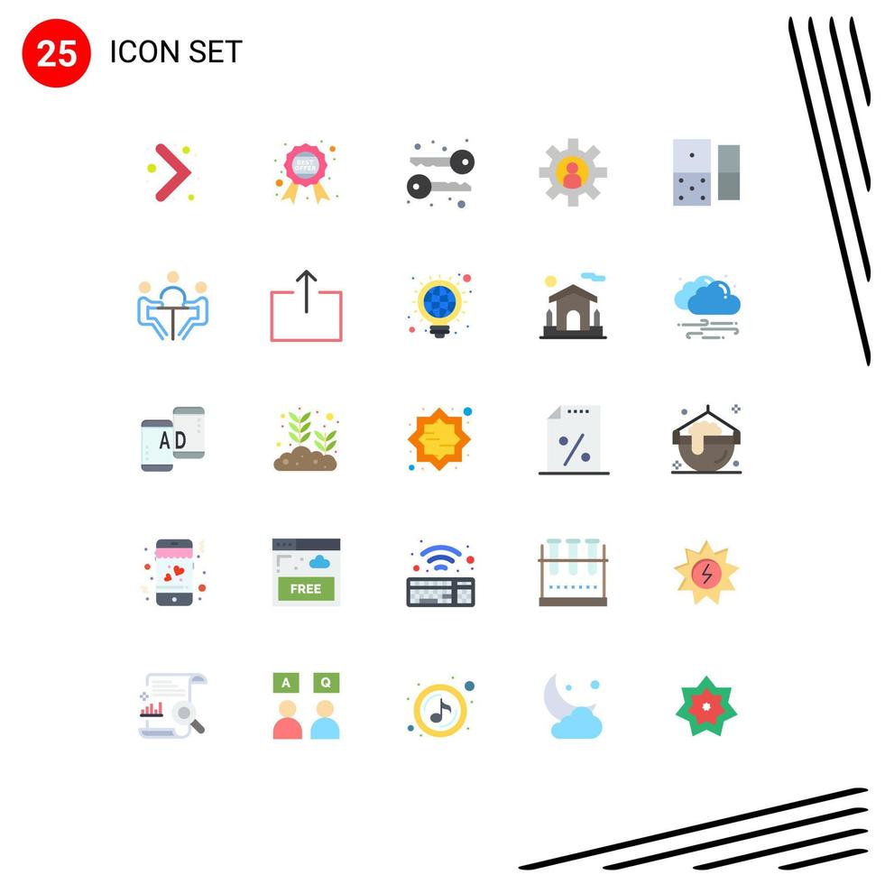 Mobile Interface Flat Color Set of 25 Pictograms of dominoes casino graphy support employee Editable Vector Design Elements