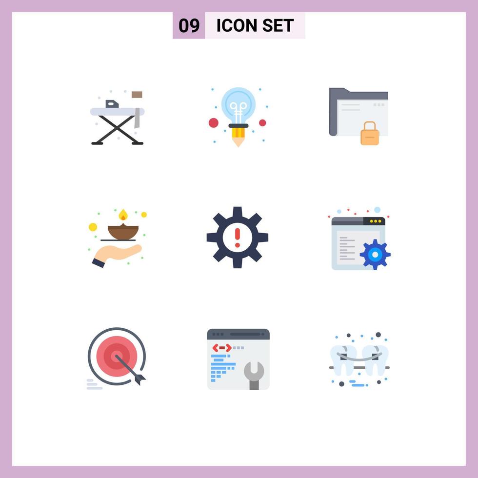 Pictogram Set of 9 Simple Flat Colors of oil flame data fire secure Editable Vector Design Elements