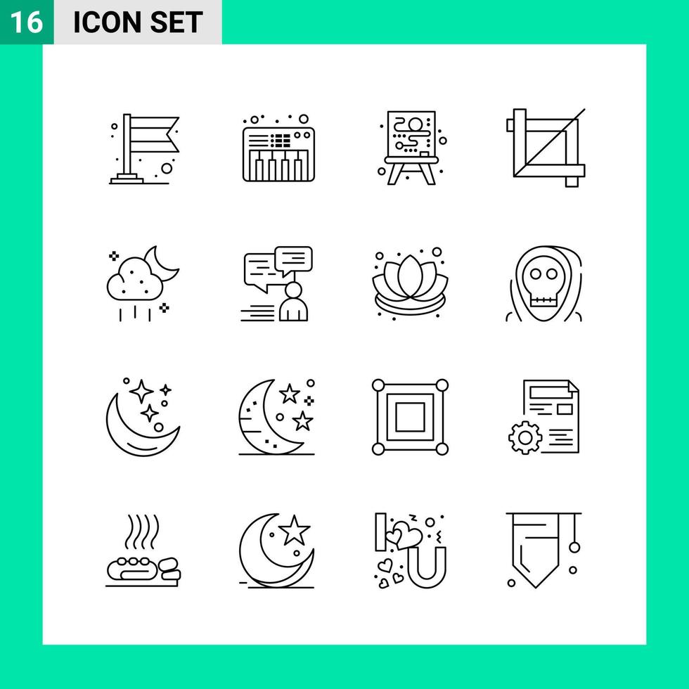 Pack of 16 Line Style Icon Set Outline Symbols for print Creative Signs Isolated on White Background 16 Icon Set vector