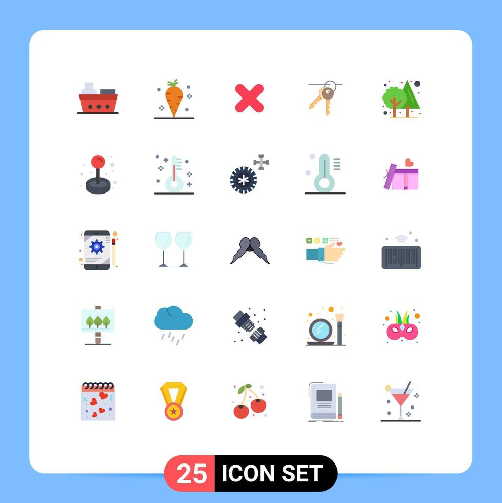 Set of 25 Commercial Flat Colors pack for jungle keys delete room hotel Editable Vector Design Elements