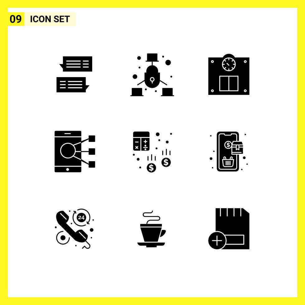 9 Creative Icons Modern Signs and Symbols of account phone security mobile connect Editable Vector Design Elements