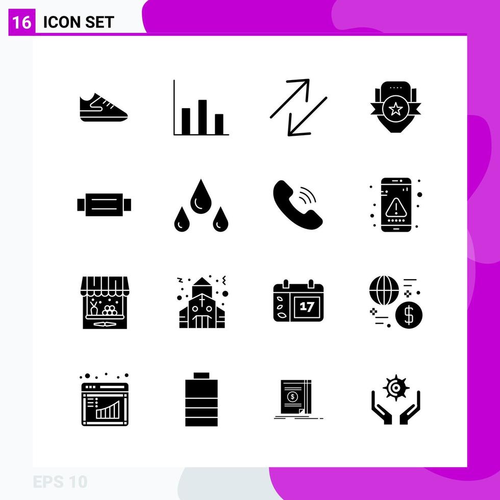 Solid Icon set Pack of 16 Glyph Icons isolated on White Background for Web Print and Mobile vector