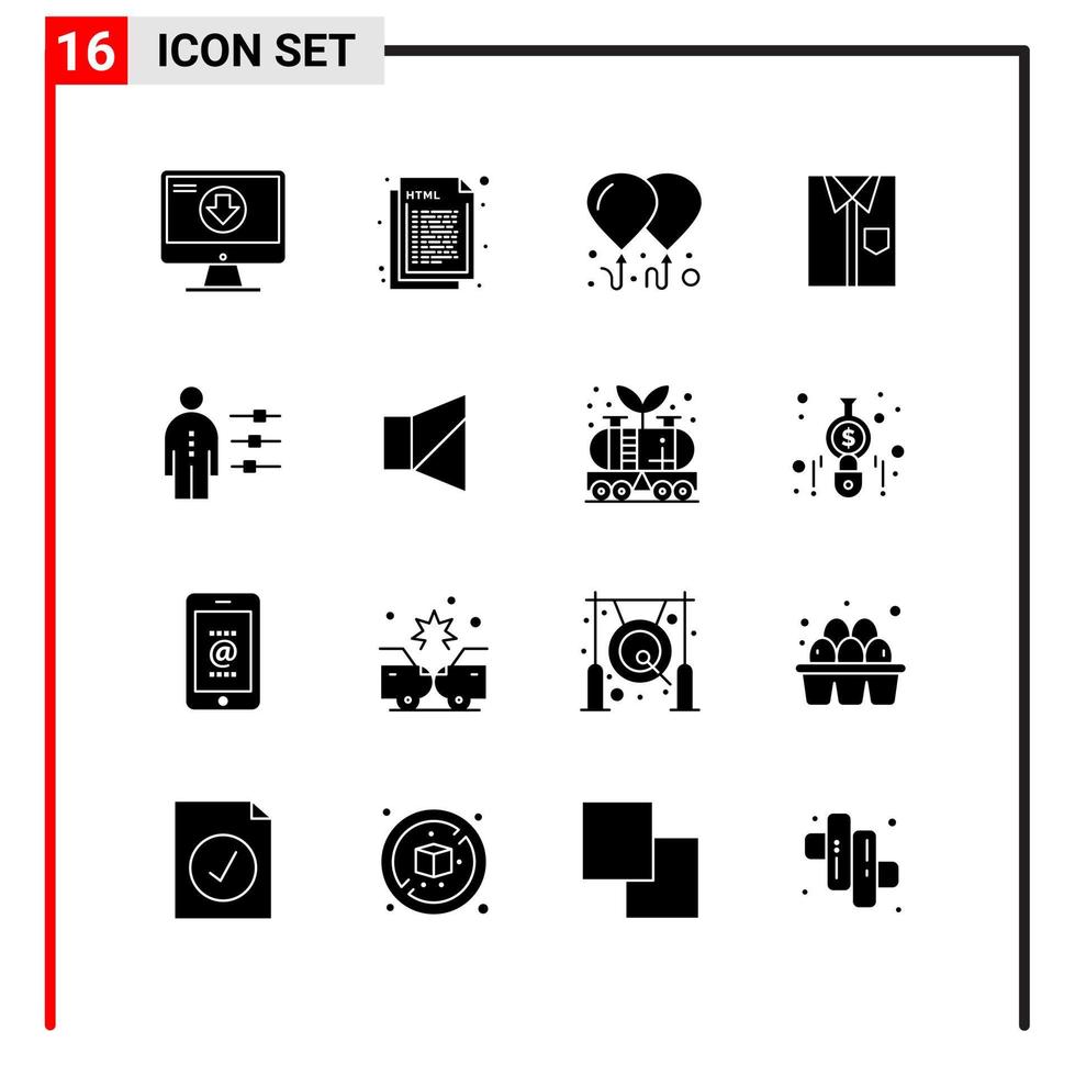 16 General Icons for website design print and mobile apps 16 Glyph Symbols Signs Isolated on White Background 16 Icon Pack vector