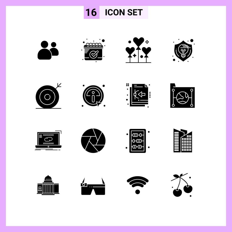 16 Icons in Solid Style Glyph Symbols on White Background Creative Vector Signs for Web mobile and Print