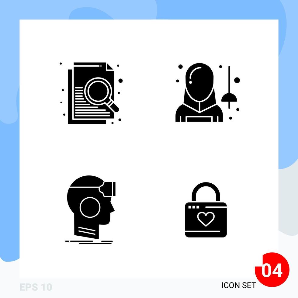 Modern Pack of 4 Icons Solid Glyph Symbols isolated on White Backgound for Website designing vector