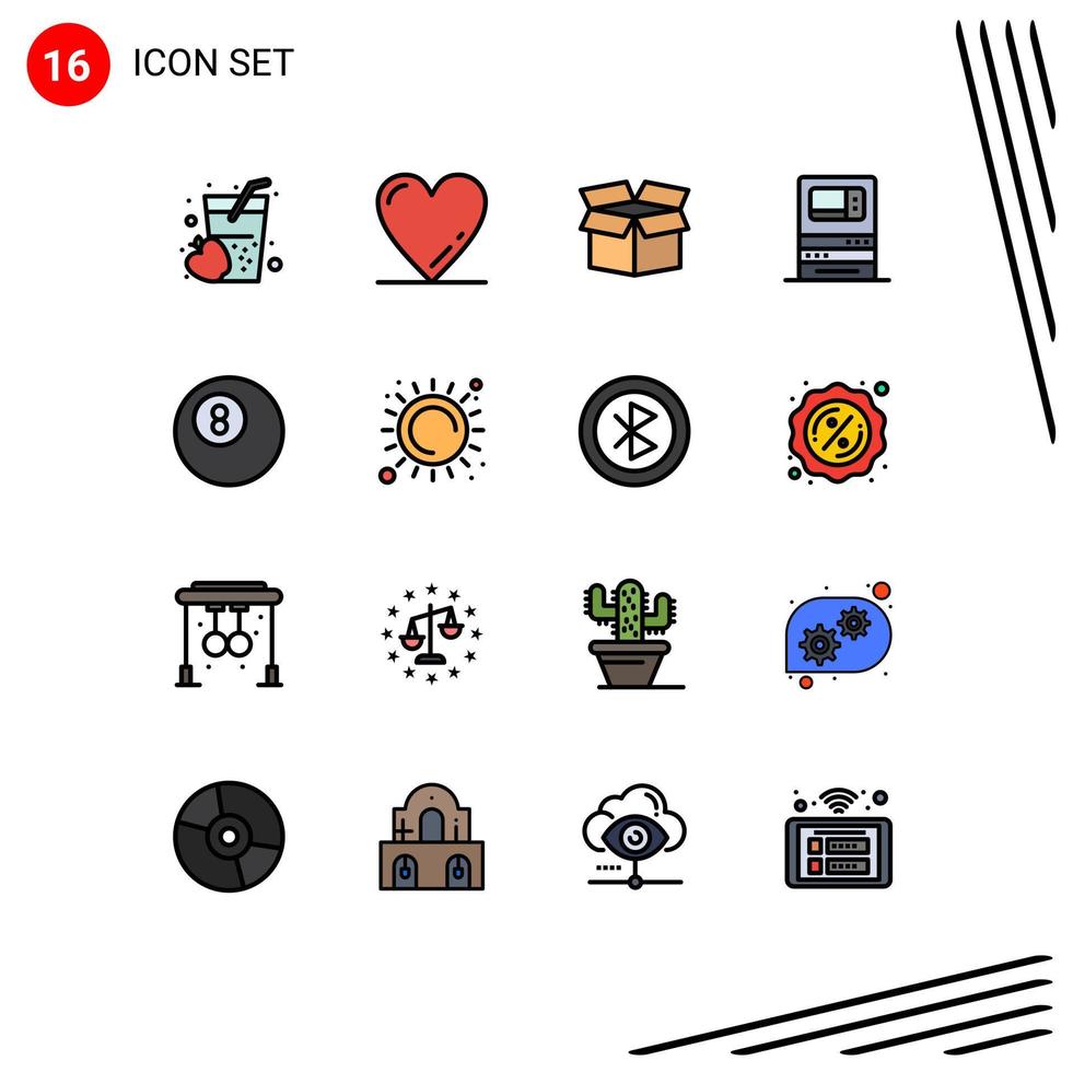 16 iconos creativos signos y símbolos modernos de la máquina de retiro de carga de bolas de verano elementos de diseño de vectores creativos editables