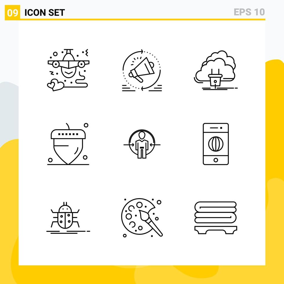 Collection of 9 Universal Line Icons Icon Set for Web and Mobile vector
