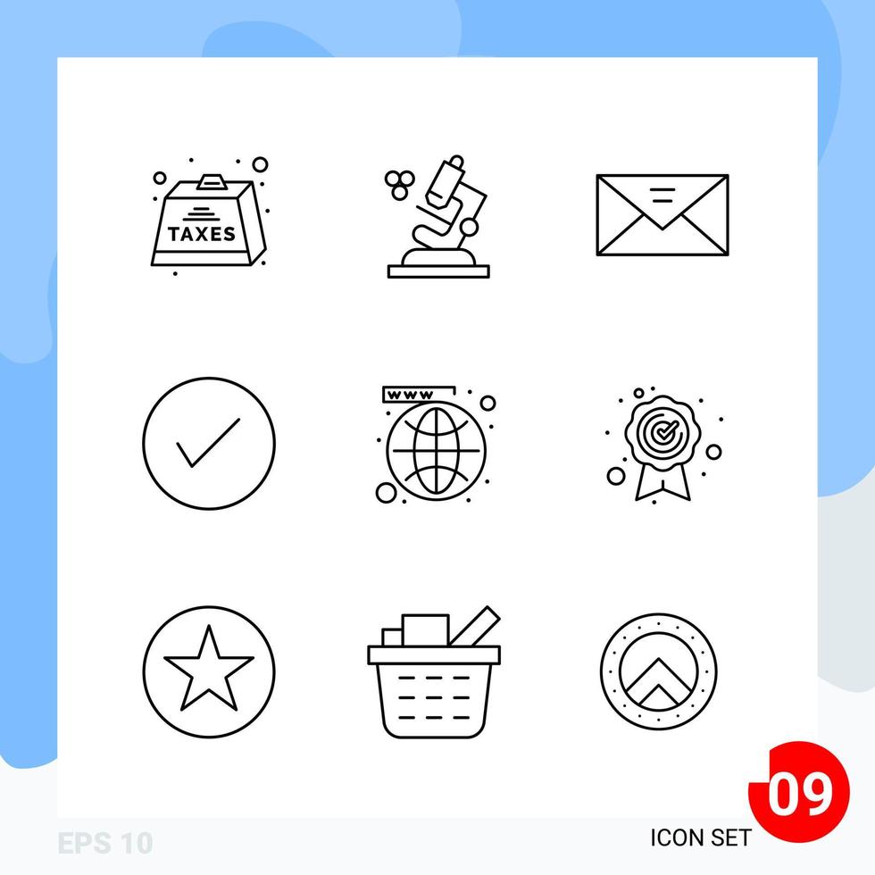 Modern Pack of 9 Icons Line Outline Symbols isolated on White Backgound for Website designing vector