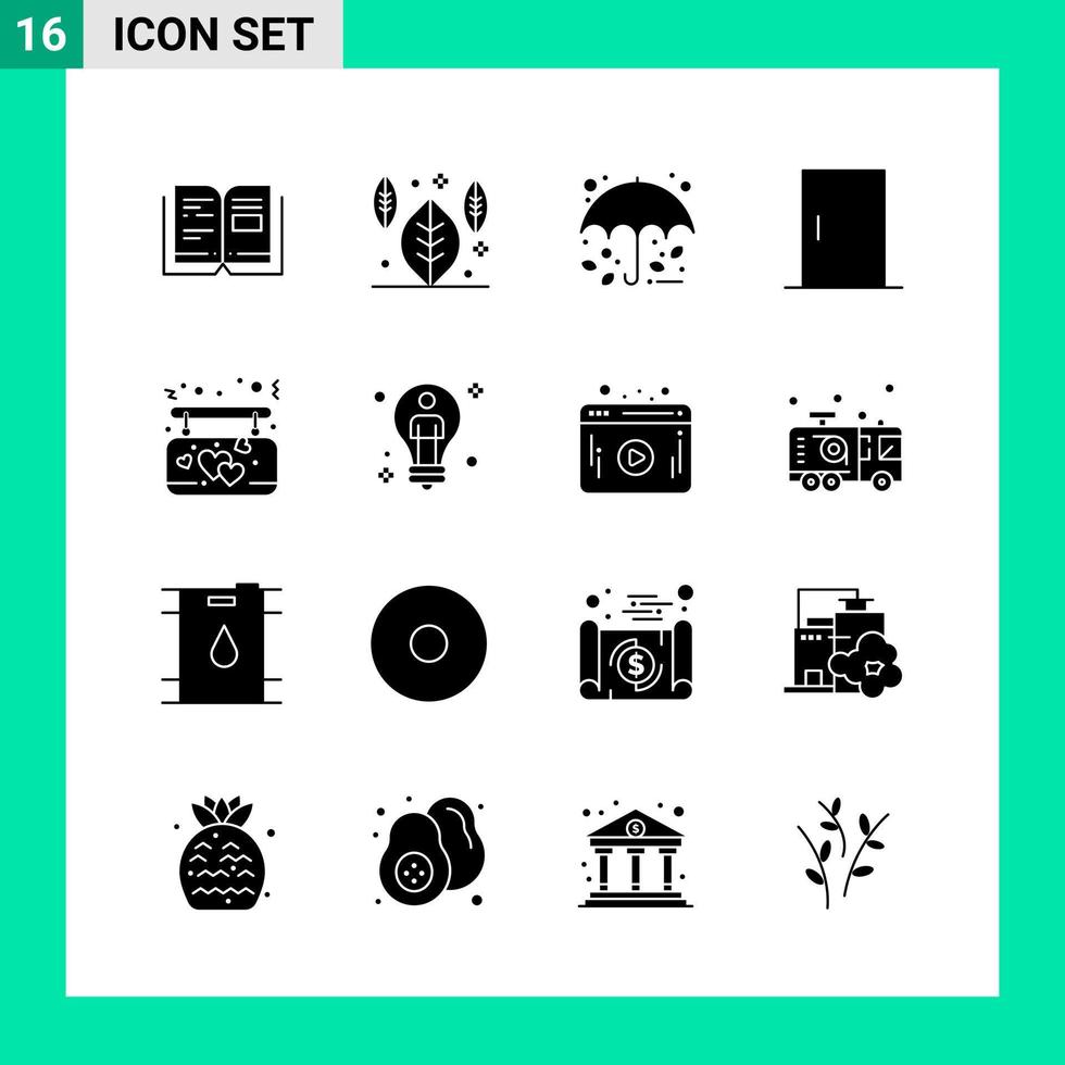 Pack of 16 Solid Style Icon Set Glyph Symbols for print Creative Signs Isolated on White Background 16 Icon Set vector