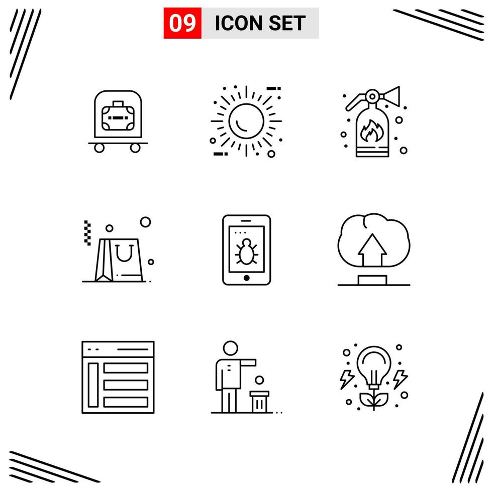 9 Icons Line Style Grid Based Creative Outline Symbols for Website Design Simple Line Icon Signs Isolated on White Background 9 Icon Set vector