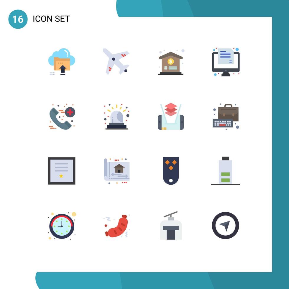 Universal Icon Symbols Group of 16 Modern Flat Colors of healthcare call medical paper online Editable Pack of Creative Vector Design Elements