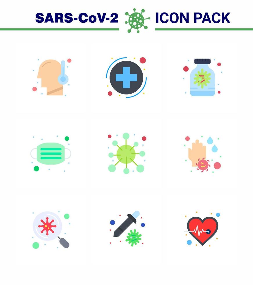 9 Flat Color Coronavirus disease and prevention vector icon disease safety antivirus medical face viral coronavirus 2019nov disease Vector Design Elements