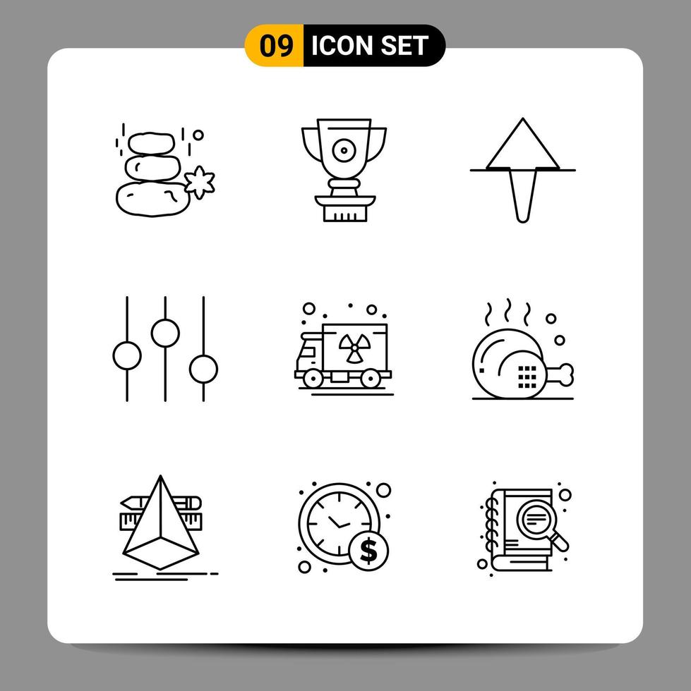 9 Black Icon Pack Outline Symbols Signs for Responsive designs on white background 9 Icons Set vector