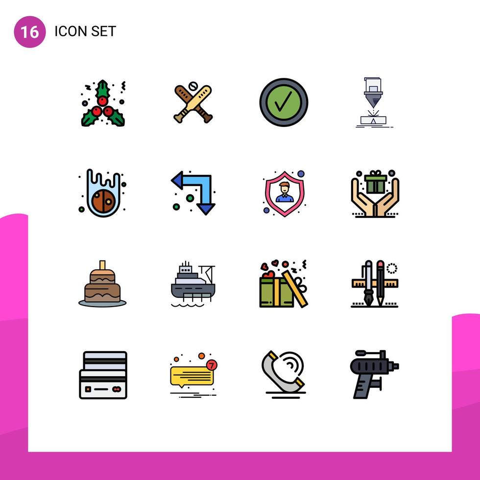 16 Flat Color Filled Line concept for Websites Mobile and Apps meteor asteroids good steel fabrication Editable Creative Vector Design Elements