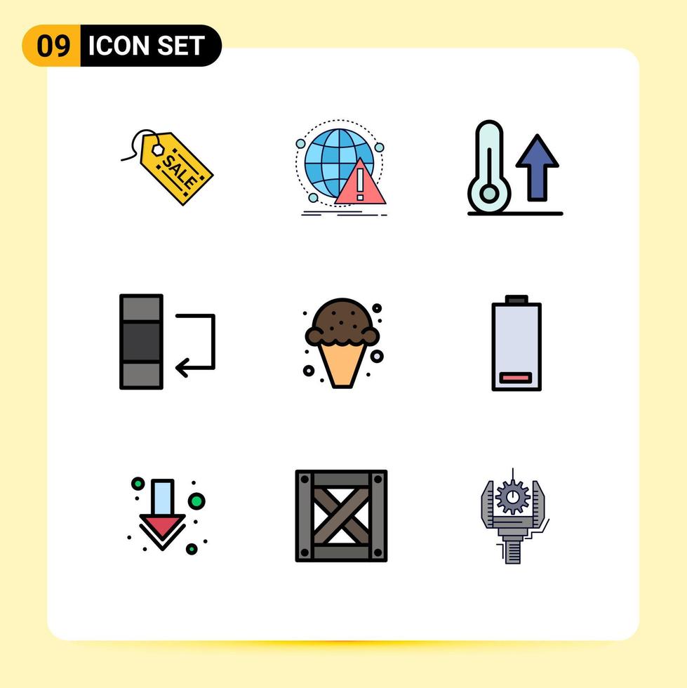 Set of 9 Modern UI Icons Symbols Signs for dessert data virus column thermometer Editable Vector Design Elements