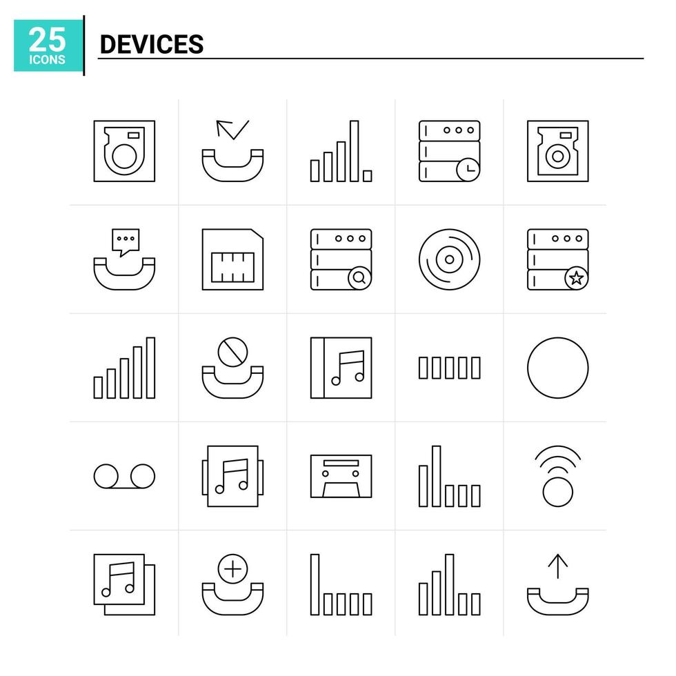 25 Devices icon set vector background