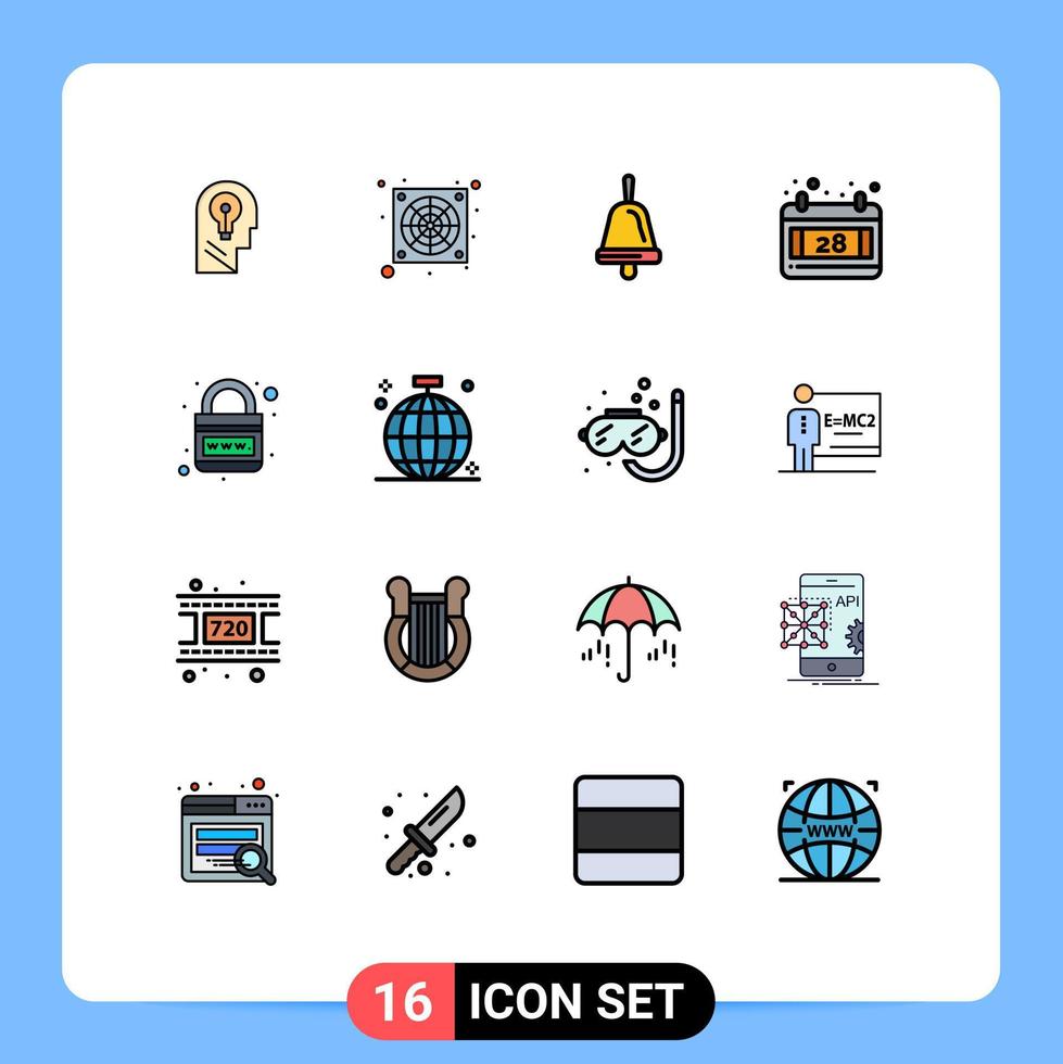 paquete de iconos de vectores de stock de 16 signos y símbolos de línea para el planeta internet campana tierra fecha elementos de diseño de vectores creativos editables