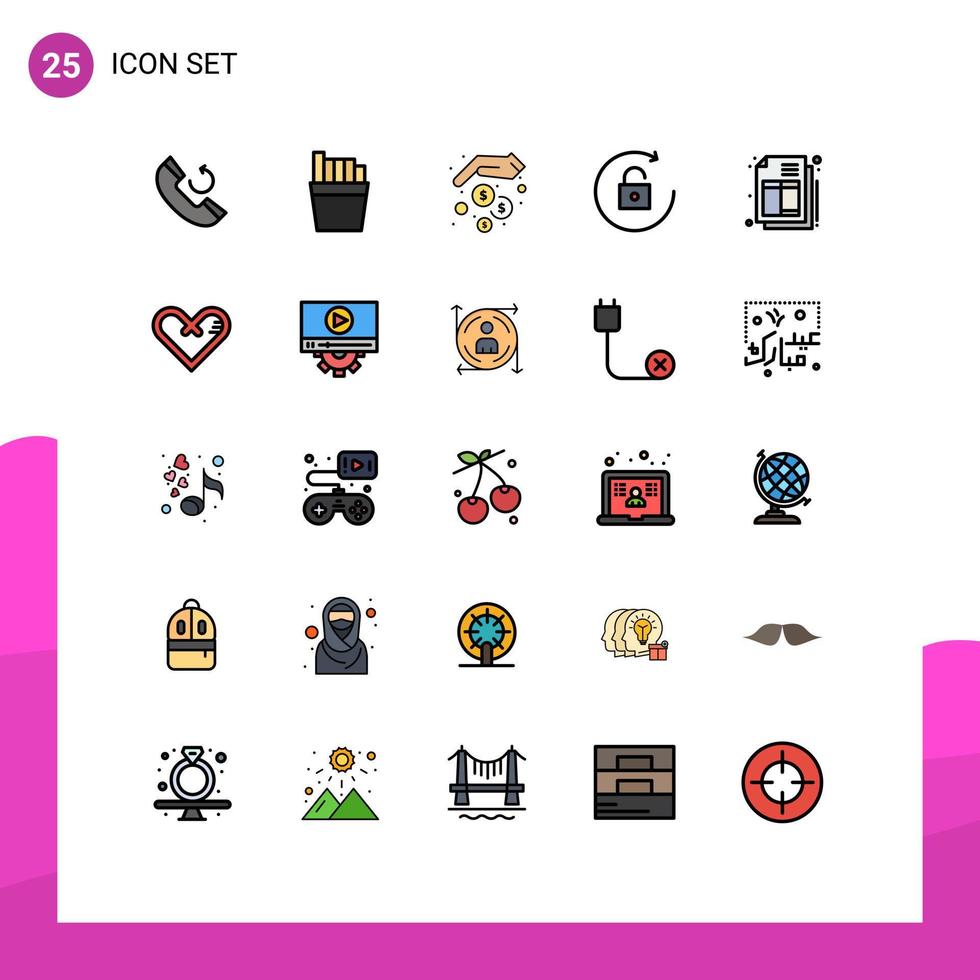 25 iconos creativos signos y símbolos modernos de elementos de diseño de vector editables de factura de ahorro de dinero de corazón