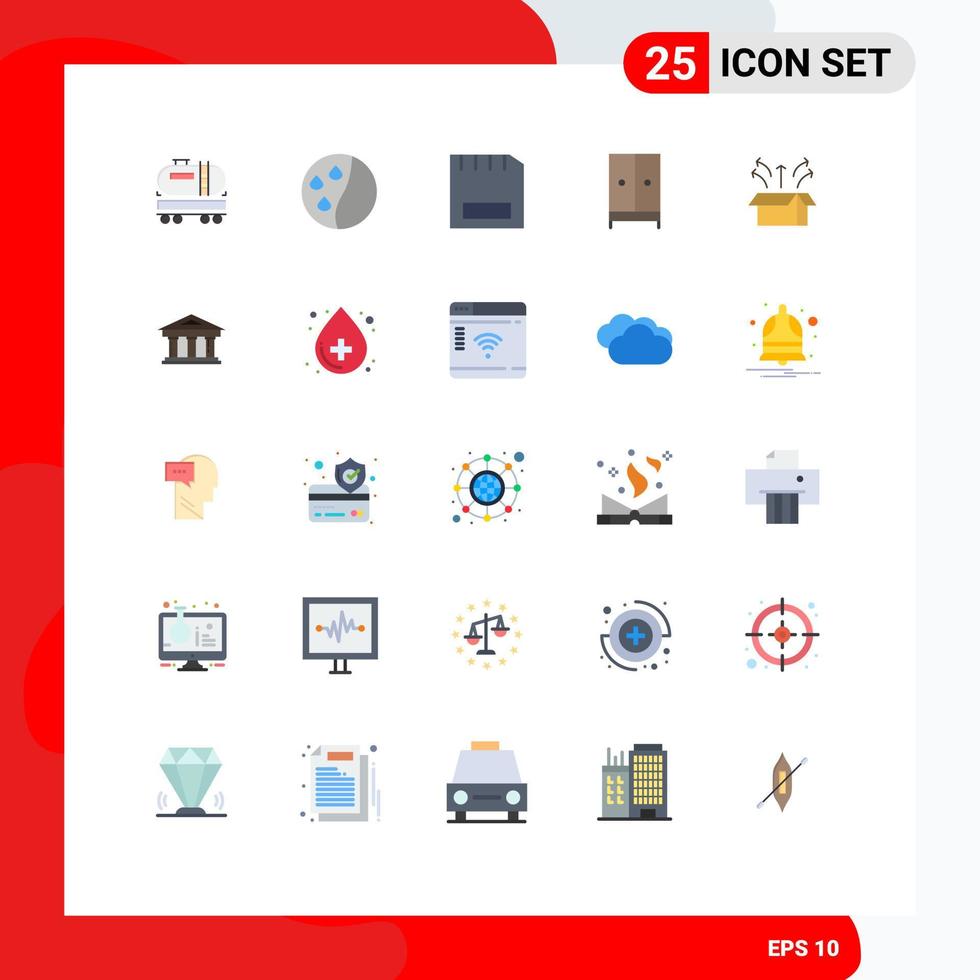 25 iconos creativos, signos y símbolos modernos de lanzamiento, computadoras domésticas, muebles, electrodomésticos, elementos de diseño vectorial editables vector