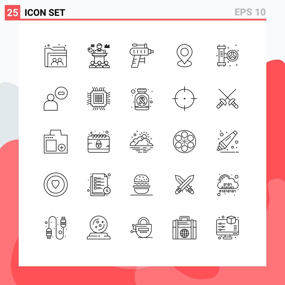 Line Pack of 25 Universal Symbols of mechanical marker seminar map drilling Editable Vector Design Elements