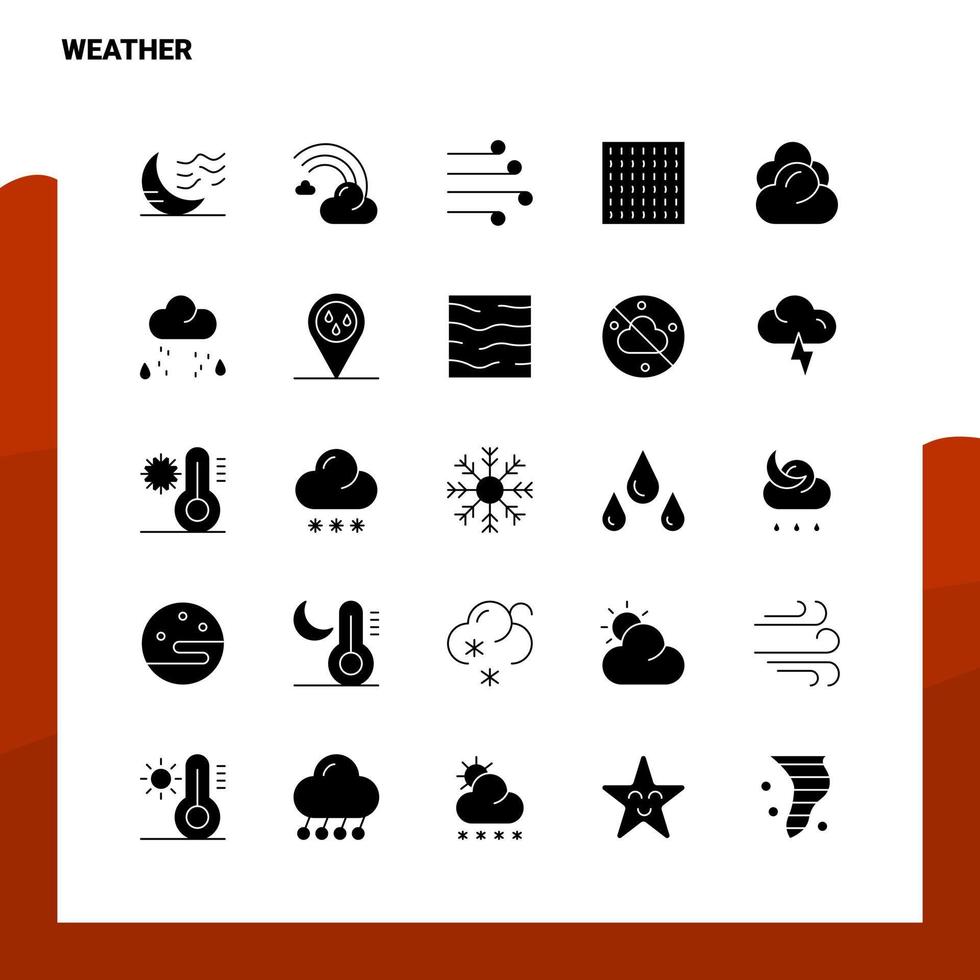 25 conjunto de iconos meteorológicos plantilla de ilustración de vector de icono de glifo sólido para ideas web y móviles para empresa comercial