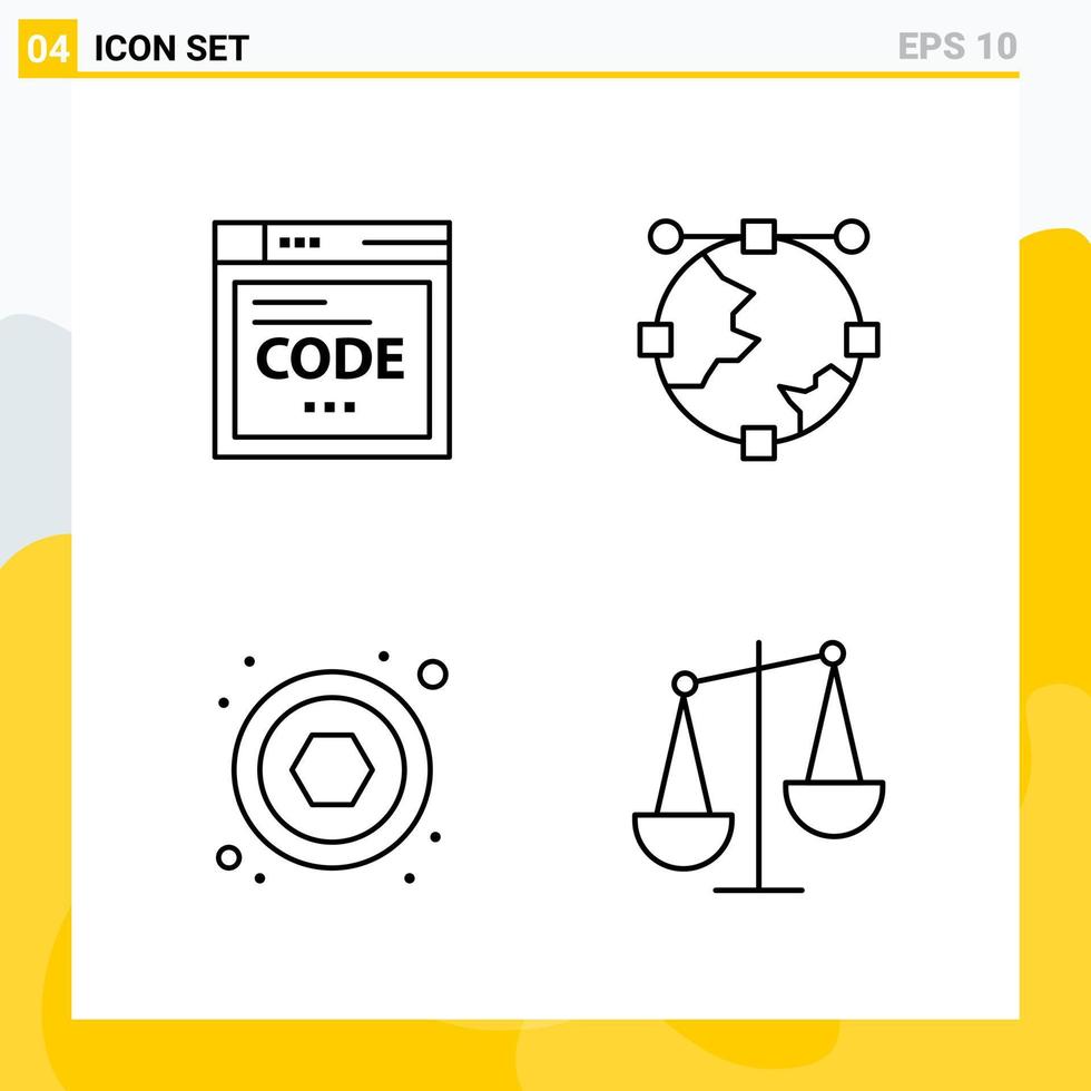 Collection of 4 Universal Line Icons Icon Set for Web and Mobile vector