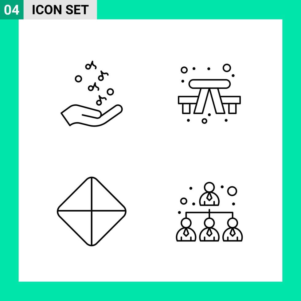 Pack of 4 Line Style Icon Set Outline Symbols for print Creative Signs Isolated on White Background 4 Icon Set vector