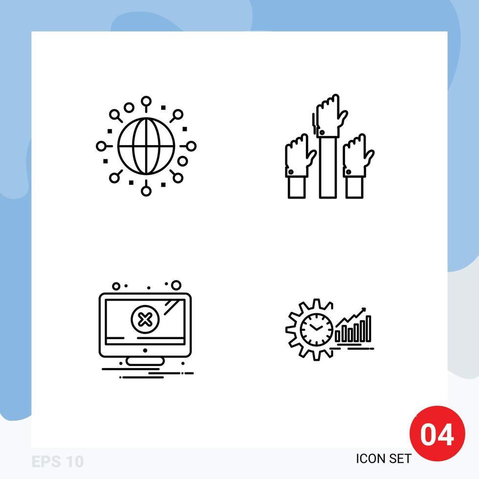 4 Thematic Vector Filledline Flat Colors and Editable Symbols of global error aspiration employee warning Editable Vector Design Elements